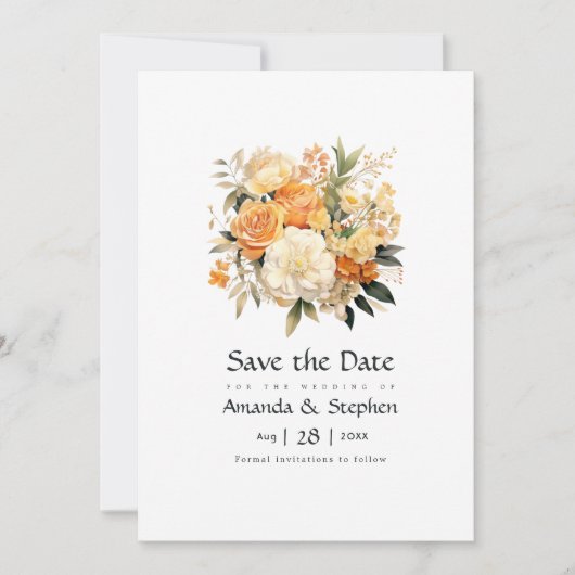 Champagne en Ivoren Bloem Bruiloft Save The Date (Voorkant)
