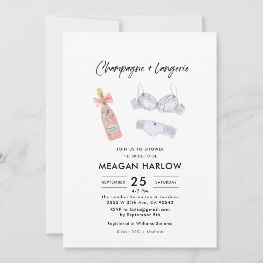 Champagne en Lingerie Vrijgezellenfeest Kaart (Voorkant)