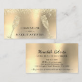 Champagne en Makeup Gold Foil Glitter Visitekaartje (Voorkant / Achterkant)