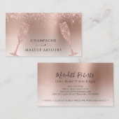Champagne en Makeup Roos Gold Foil Glitter Visitekaartje (Voorkant / Achterkant)