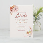 Champagne en Neutral Florals Vrijgezellenfeest Kaart (Staand voorkant)