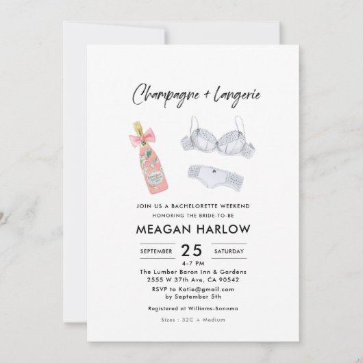 Champagne en Ondergoed Vrijgezellenweekend Kaart (Voorkant)