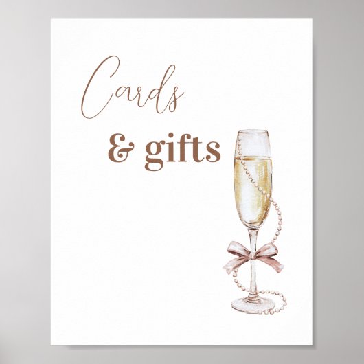 Champagne en parels Kaarten en geschenken teken Poster (Voorkant)