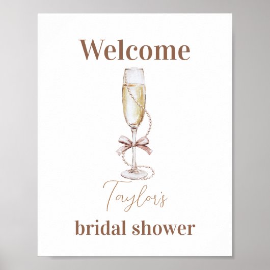 Champagne en parels Vrijgezellenfeest Poster (Voorkant)