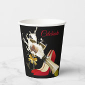 Champagne en Red Shoes Paper Cup Papieren Bekers (Voorkant)