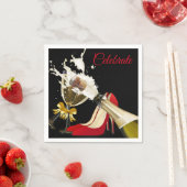 Champagne en Red Shoes Paper Napkin Servet (Insitu)