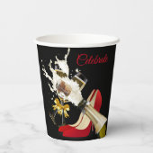 Champagne En Rode Schoenen Papieren Beker (Achterkant)