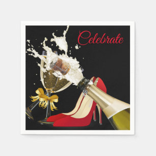Champagne En Rode Schoenen Papieren Servet