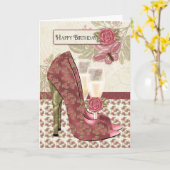 Champagne en Roos Verjaardag Kaart (Gele Bloem)