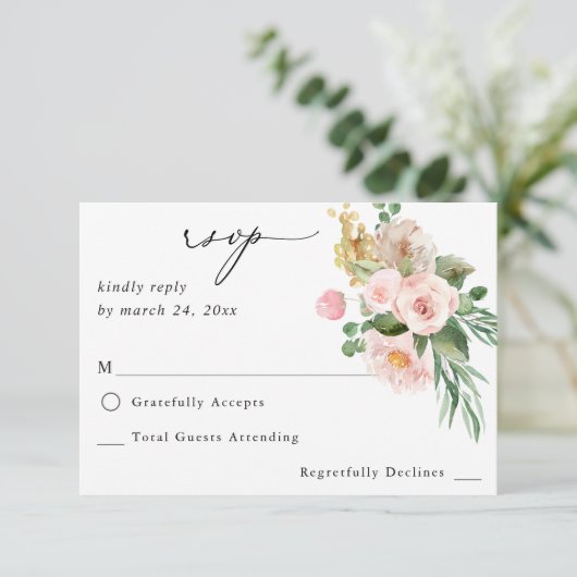 Champagne en roze Floral no Meal RSVP 2 (Staand voorkant)