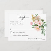 Champagne en roze Floral no Meal RSVP 2 (Voorkant / Achterkant)