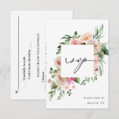 Champagne en roze Floral w Meal RSVP 2 (Voorkant / Achterkant)