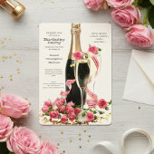 Champagne en Rozen Birthday Invitation Kaart