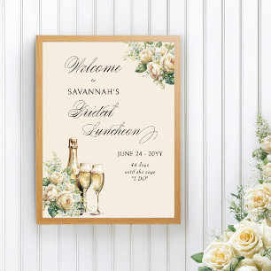 Champagne en Rozen Bruiloftslunch Welkomstposter Poster