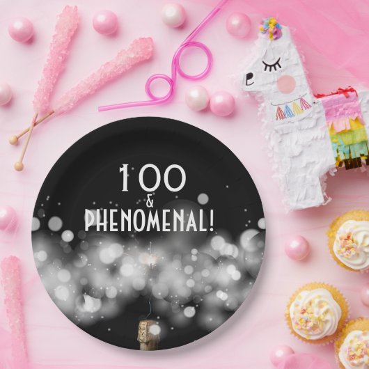 Champagne en Sparkler 100 en fenomenale Borden Papieren Bordje (Feest)