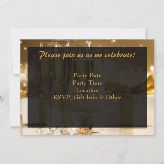 Champagne en Sparkles Golden 50e Uitnodigingen (Achterkant)