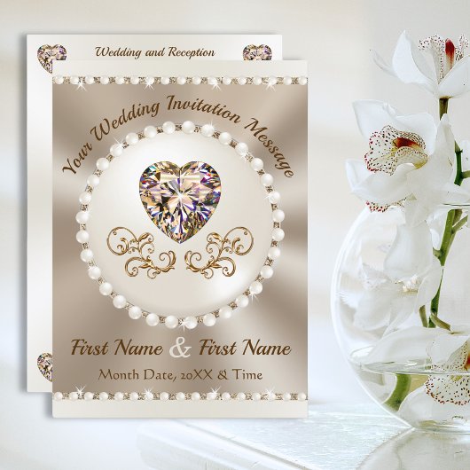 Champagne en Taupe bruiloft, bruiloft uitnodiginge Kaart