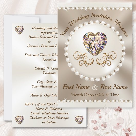 Champagne en Taupe bruiloft, bruiloft uitnodiginge Kaart