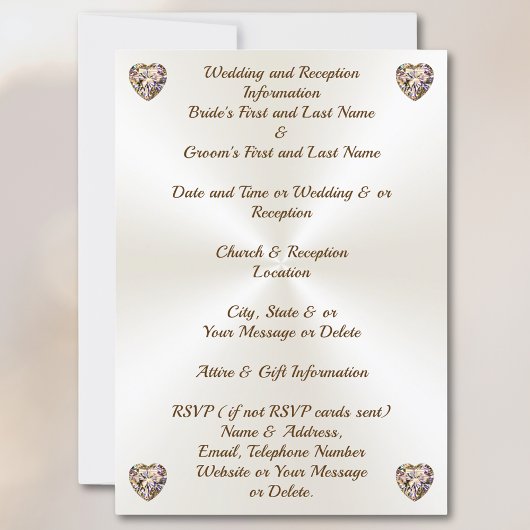 Champagne en Taupe bruiloft, bruiloft uitnodiginge Kaart