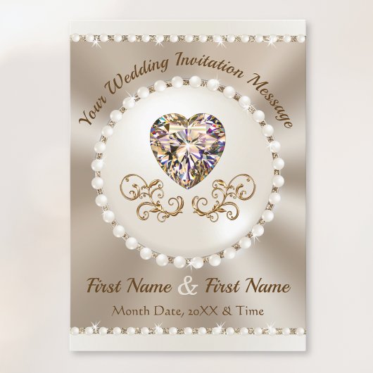 Champagne en Taupe bruiloft, bruiloft uitnodiginge Kaart