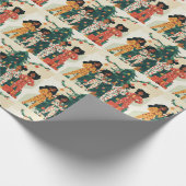 Champagne en vakantie meisjes nacht cadeaupapier (Hoek)