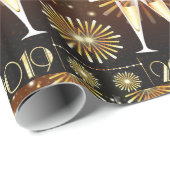 Champagne en vuurwerk New Years Eve 2019 Patroon Cadeaupapier (Rol Hoek)