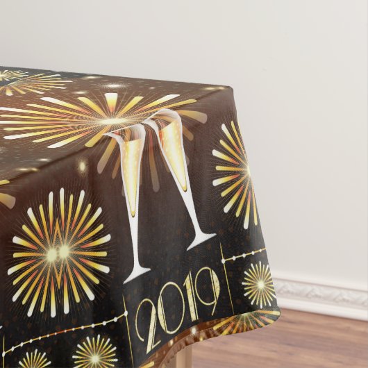 Champagne en vuurwerk New Years Eve 2019 Patroon Tafelkleed (Voorbeeld)