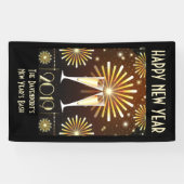 Champagne en vuurwerk - nieuwjaarsjaar 2019 spandoek (Horizontaal)