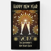 Champagne en vuurwerk - nieuwjaarsjaar 2019 spandoek (Verticaal)