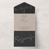 Champagne en Zwarte Huwelijksuitnodiging All In One Uitnodiging (Binnen)