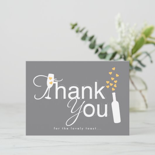 Champagne Engagement Party Bedankkaart (Staand voorkant)