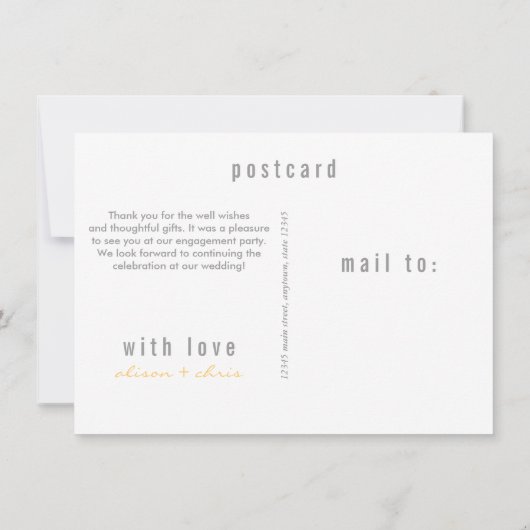 Champagne Engagement Party Bedankkaart (Achterkant)