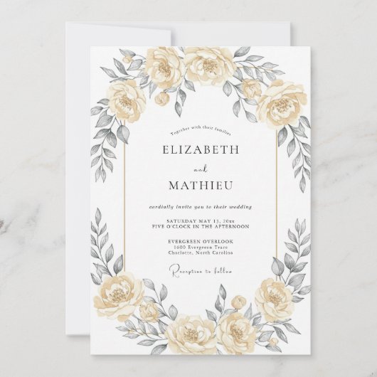 Champagne Ethische Romantische Bruiloft Kaart (Voorkant)