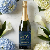 Champagne Etiket Chic Navy Goud 80ste Verjaardag