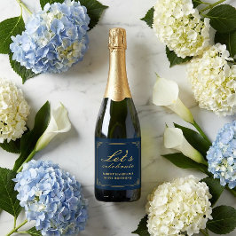 Champagne-etiket Chic Navy Goud 80ste verjaardag Sparkling Wijnetiket