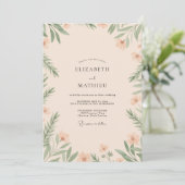 Champagne Eucalyptus Loof Huwelijk Kaart (Staand voorkant)