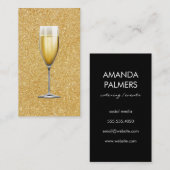 Champagne Event Planner/Glamor Gold Glitter Visitekaartje (Voorkant / Achterkant)