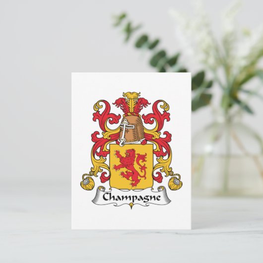 Champagne Family Crest Briefkaart (Staand voorkant)