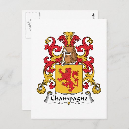 Champagne Family Crest Briefkaart (Voorkant / Achterkant)