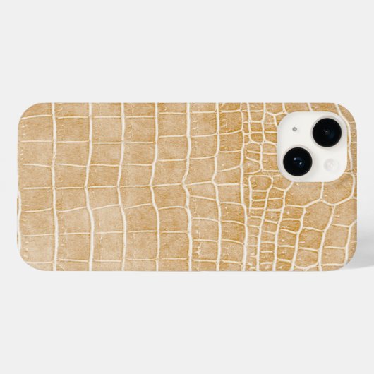 Champagne Faux Crocodile Leather iPhone 14 Hoesje (Achterkant (horizontaal))