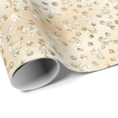 Champagne Faux Glitter Cheetah Spots Cadeaupapier (Rol Hoek)