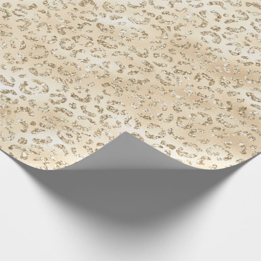 Champagne Faux Glitter Luipaard Print Cadeaupapier (Hoek)