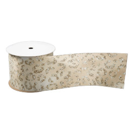 Champagne Faux Glitter Luipaard Print Satijnen Lint