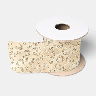 Champagne Faux Glitter Luipaard Print Satijnen Lint