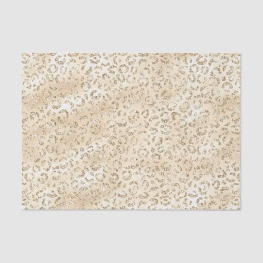 Champagne Faux Glitter Luipaard Print Tissuepapier (Voorkant)