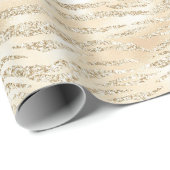 Champagne Faux Glitter Zebra Strepen Cadeaupapier (Rol Hoek)