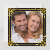 Champagne Faux Gold Black Engagement Kaart (Achterkant)