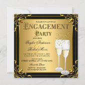 Champagne Faux Gold Black Engagement Kaart (Voorkant)