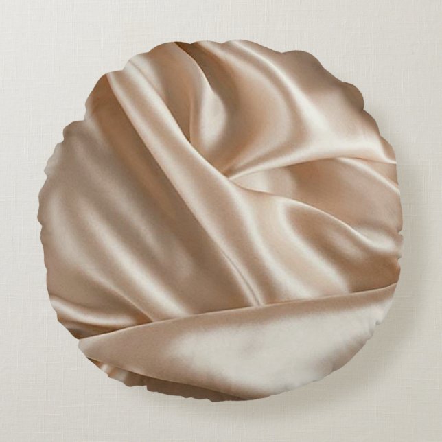 Champagne faux satin, met rond accent rond kussen (Voorkant)