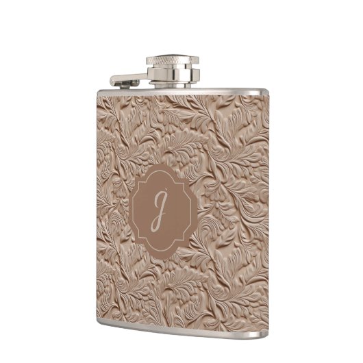 Champagne Faux Tooled Leather Vinyl  Heupfles (Links)